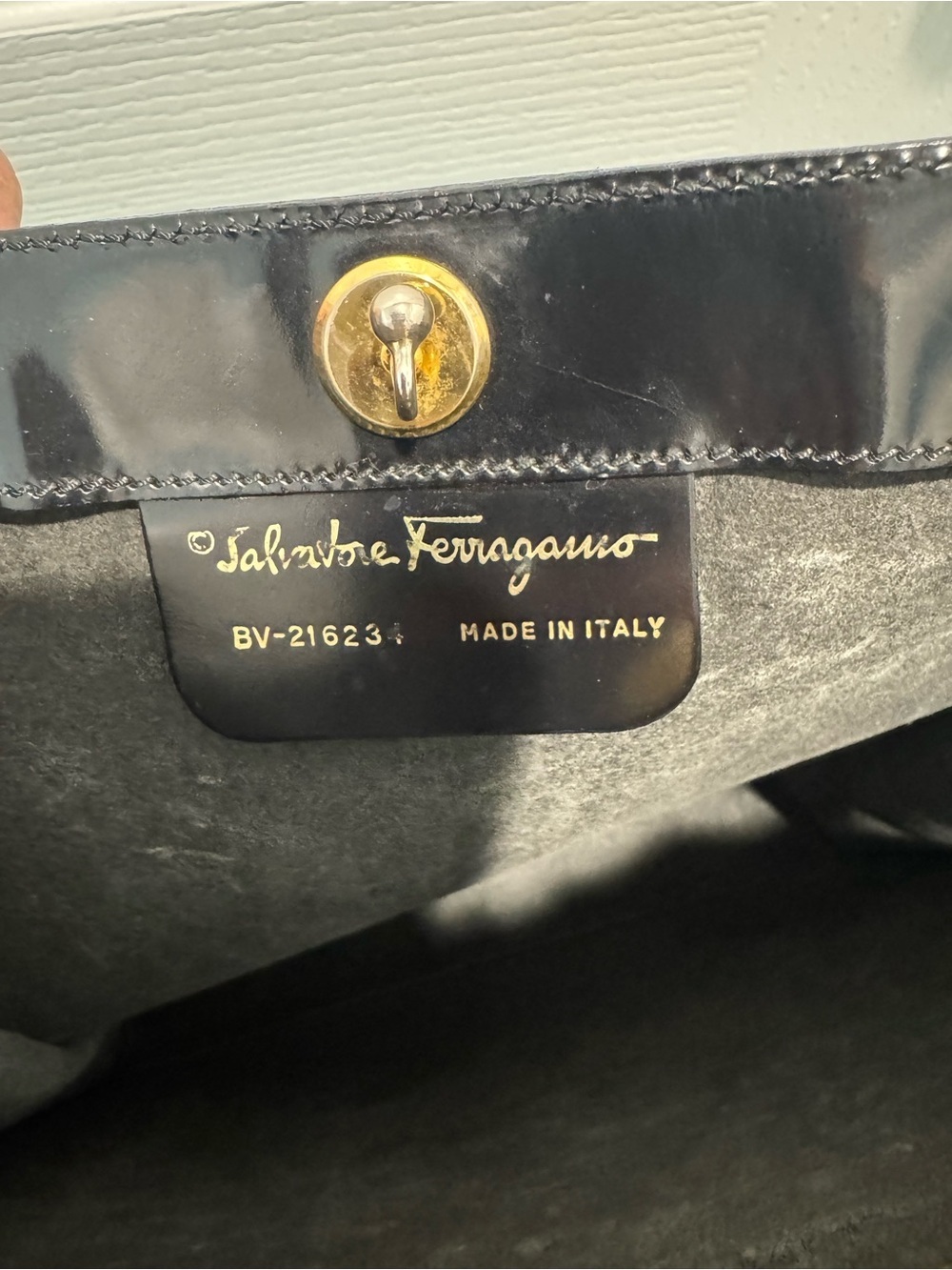 Salvatore Ferragamo Glossy Black Patent Tote with Matching Pouch - Picture 13 of 13